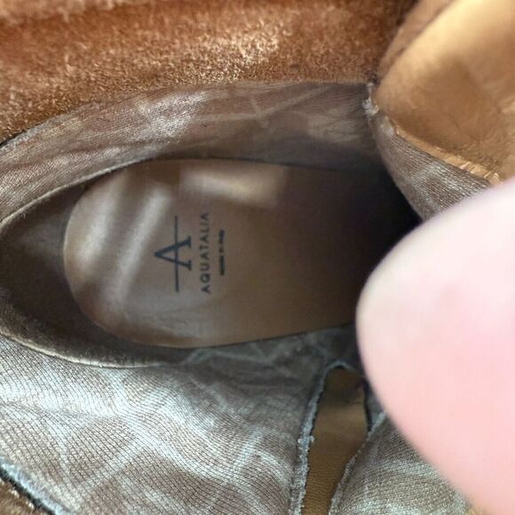 Aquatalia Iole Quilted Suede Lace-Up Booties Women 10.5 Brown Weatherproof Boots - Picture 16 of 16